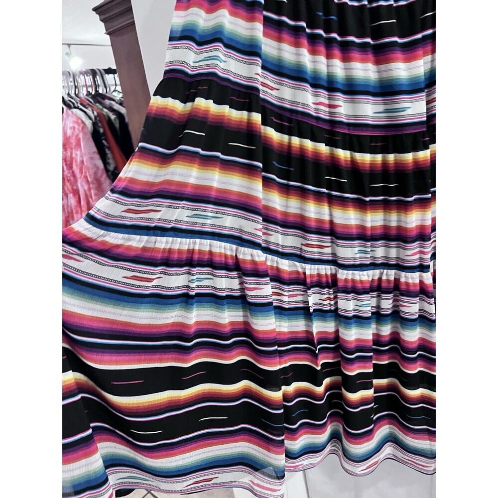 Lauren Ralph Lauren Crinkle Georgette Tiered Striped Boho Peasant Skirt Sz 4 - Picture 3 of 8
